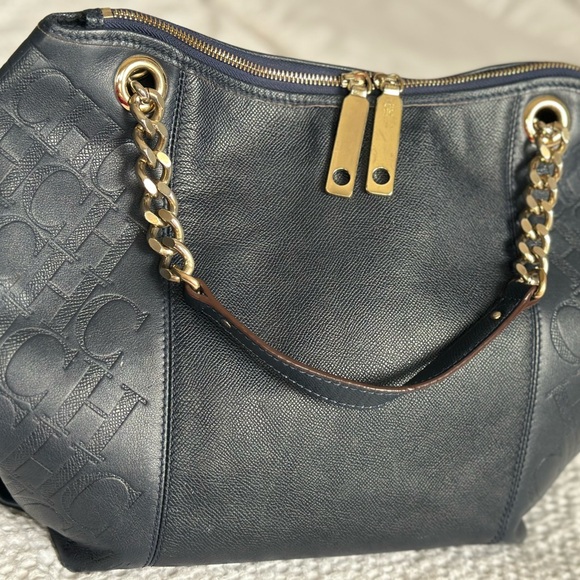 Carolina Herrera navy leather handbag - Picture 5 of 5